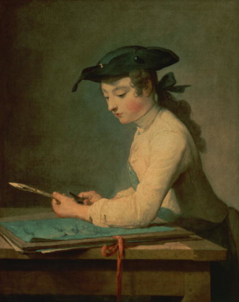 Detail of The Young Draughtsman, 1737 by Jean-Baptiste Simeon Chardin