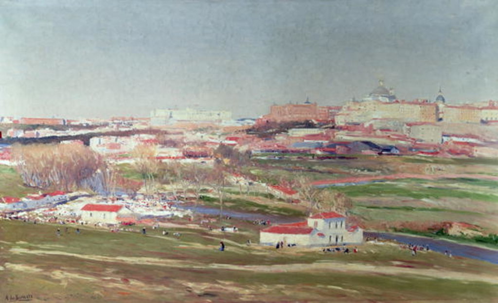 Detail of Pradera de San Isidro and Palacio Real beyond, Madrid by Aureliano de Beruete