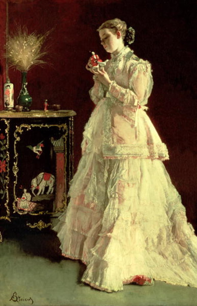 Detail of The Lady in Pink, 1867 by Alfred Emile Stevens