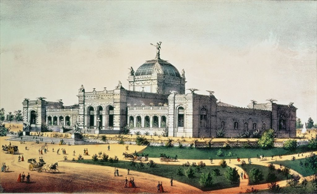 Detail of Art Gallery, Grand United States Centennial Exhibition, Fairmount Park, Philadelphia, 1876, pub. by Currier & Ives by American School