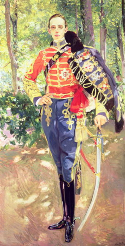 Detail of Portrait of King Alfonso XIII wearing the uniform of the Hussars, 1907 by Joaquin Sorolla y Bastida