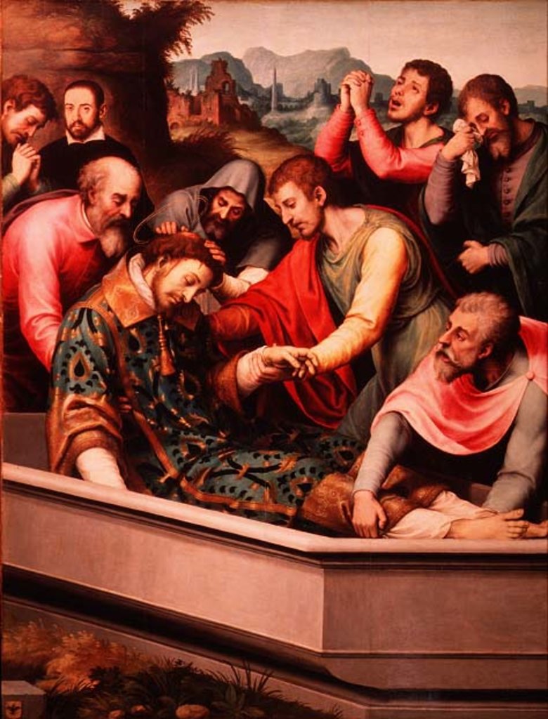 Detail of The Burial of St. Esteban by Vicente Juan (c.1510-79) Macip