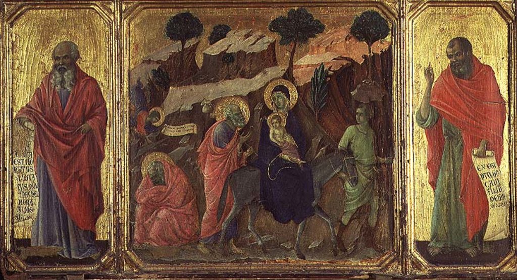 Detail of Maesta: Flight into Egypt, 1308-11 by Duccio di Buoninsegna