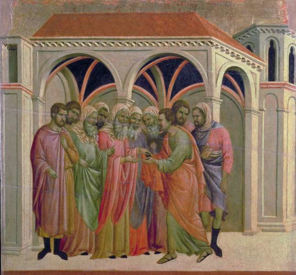 Detail of Maesta: Judas Receives Thirty Pieces of Silver, 1308-11 by Duccio di Buoninsegna