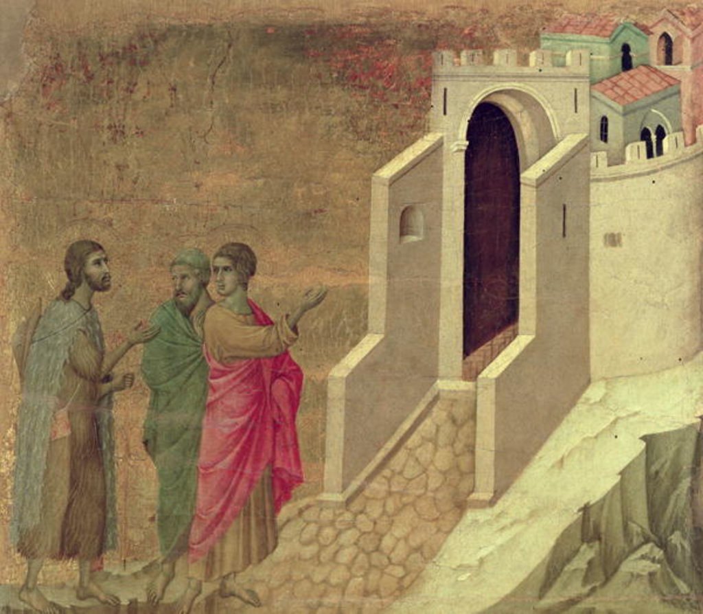 Detail of Maesta: Christ Appearing on the Road to Emmaus, 1308-11 by Duccio di Buoninsegna