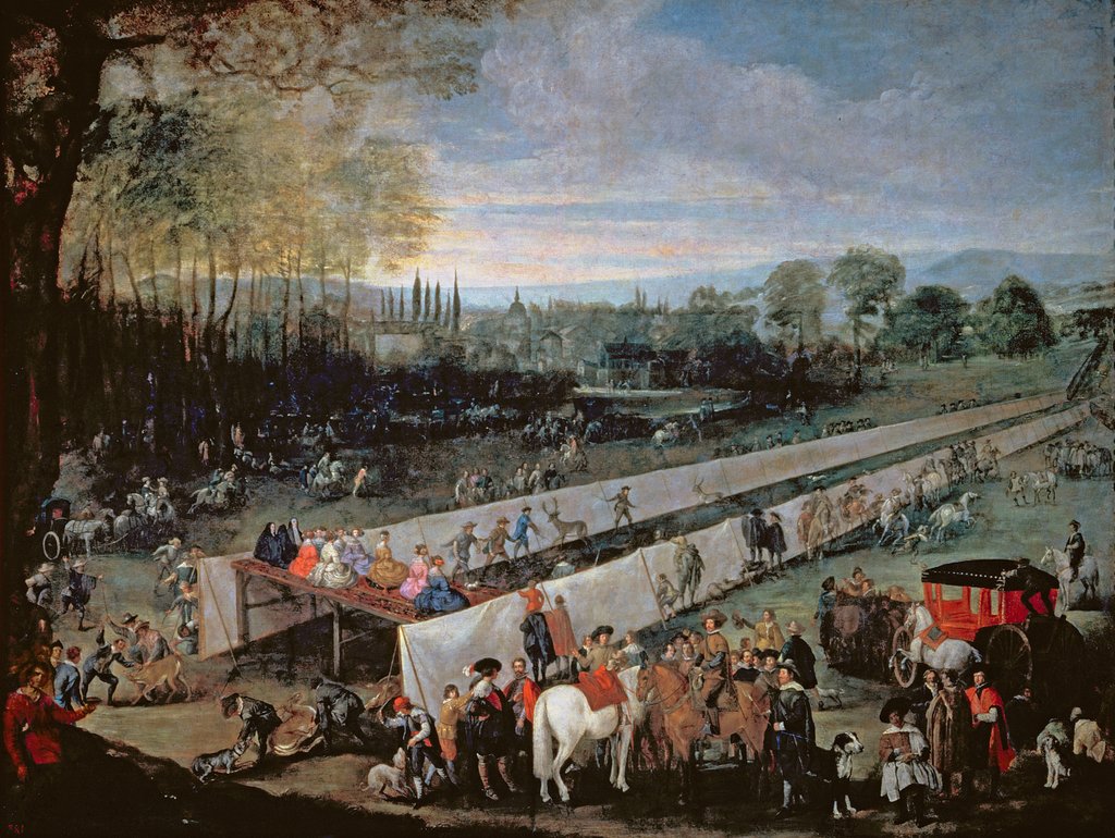 Detail of La Caceria del Tabladillo, Aranjuez by Juan Bautista Martinez del Mazo