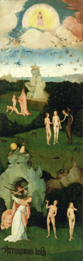 Detail of The Haywain: left wing of the triptych depicting the Garden of Eden, c.1500 by Hieronymus Bosch