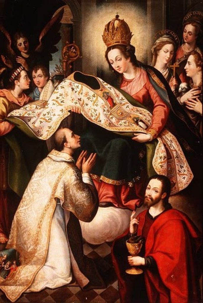 Detail of Presentation of the Cope to St. Ildefonsus, 1600-24 by Diego de Aguilar