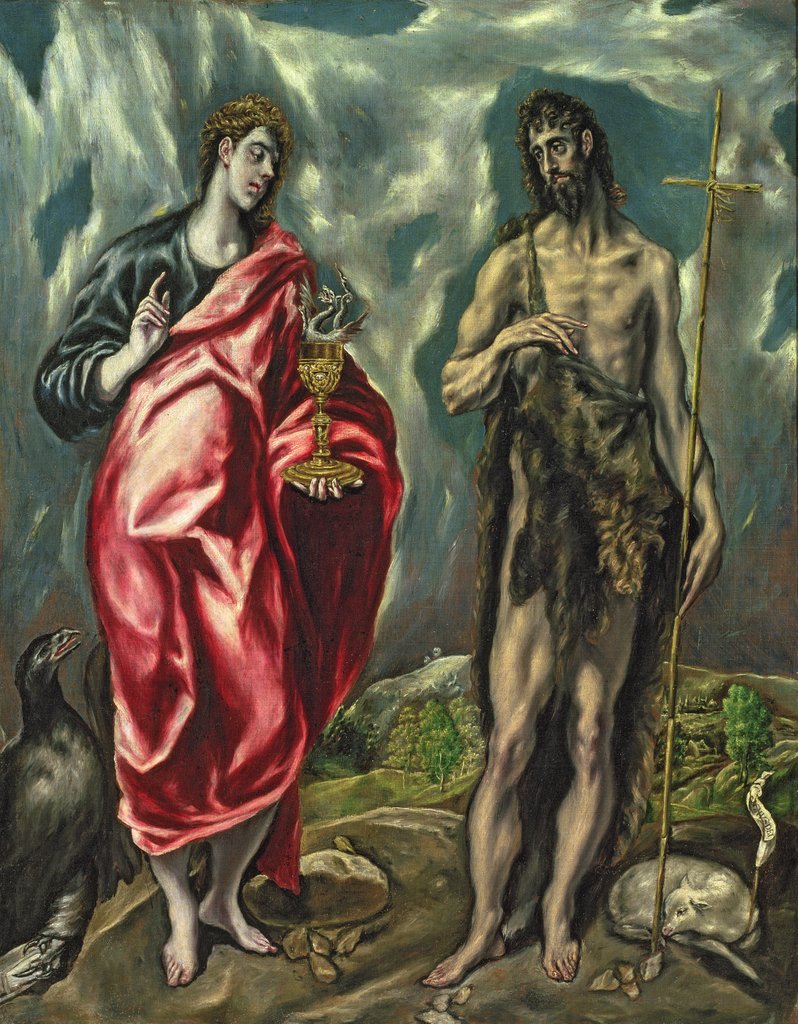 Detail of St John the Evangelist and St. John the Baptist, 1605-10 by El Greco