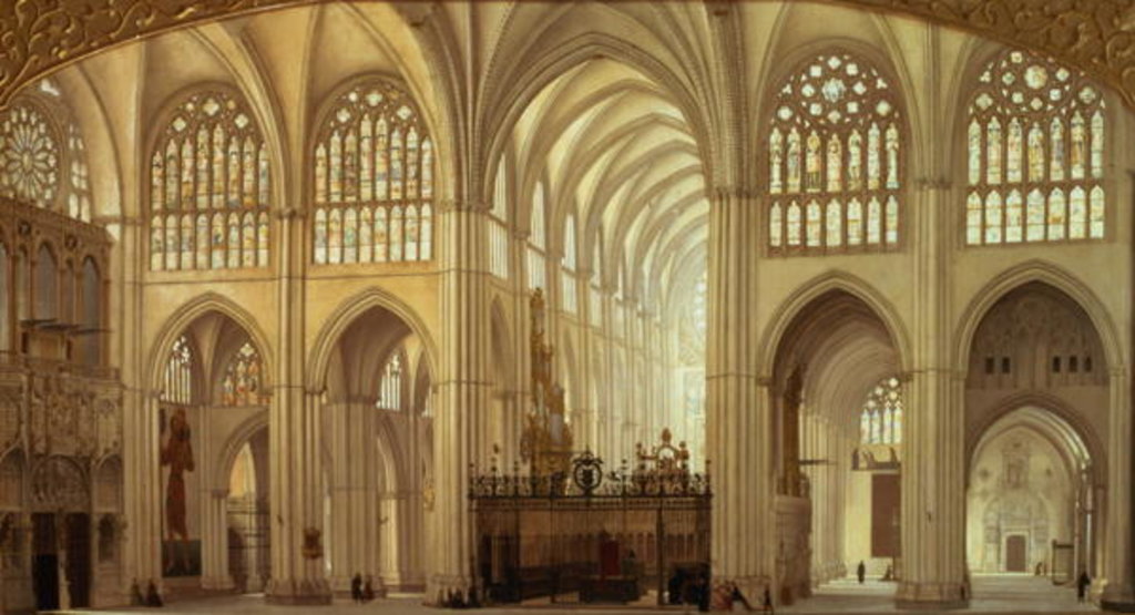 Detail of The interior of Toledo Cathedral, 1856 by Francisco Hernandez Y Tome