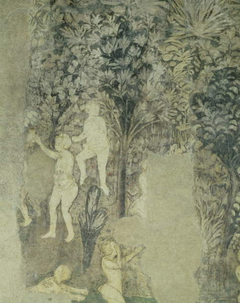Detail of Detail of men bathing from the decorative scheme in the Hall of the Popes, 1437 by Matteo Giovanetti