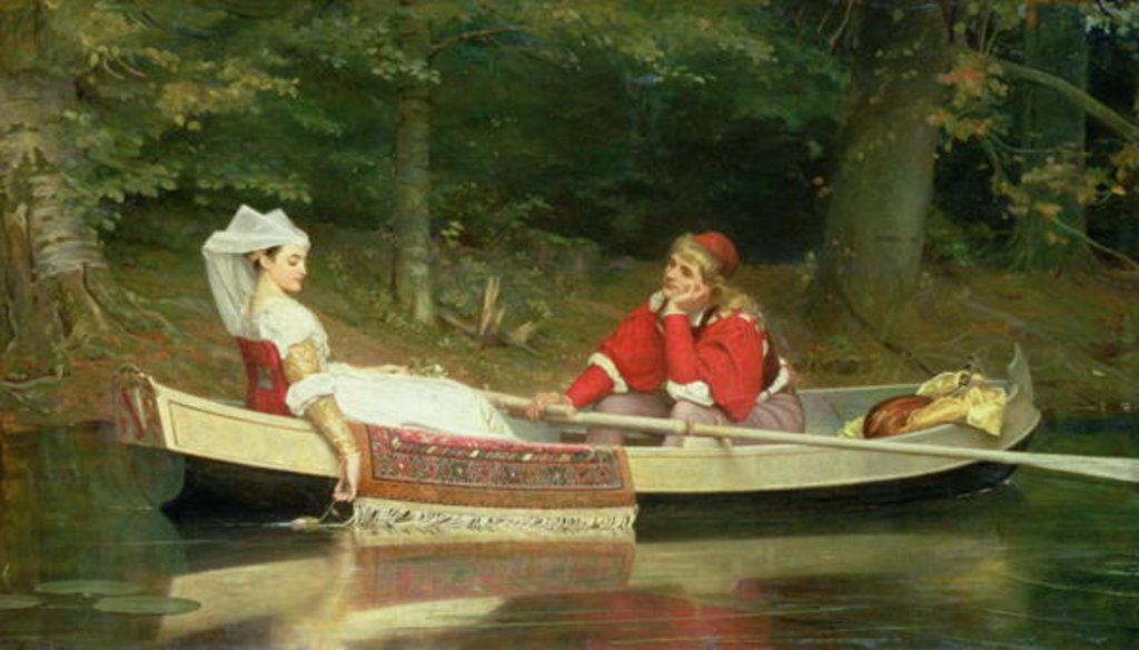 Detail of With The River, 1869 by Philip Hermogenes Calderon