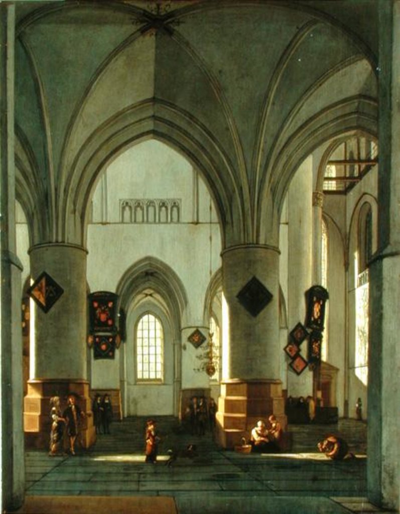 Detail of Interior View of St. Bavo Church, Harlem by Gerrit Adriaensz Berckheyde