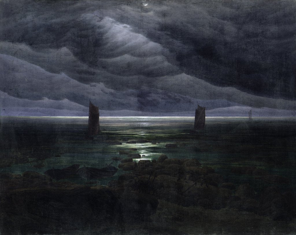 Detail of Sea shore in moonlight, 1835-36 by Caspar David Friedrich