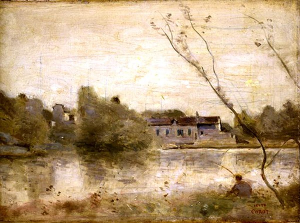 Detail of The Pond from the Villa d'Avray, 1865 by Jean Baptiste Camille Corot