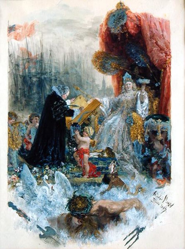 Detail of Honorary Citizenship Document of the City of Hamburg, 1887 by Adolph Friedrich Erdmann von Menzel