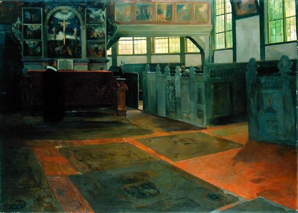 Detail of The Church of Allermohe, 1895 by Alfred Mohrbutter