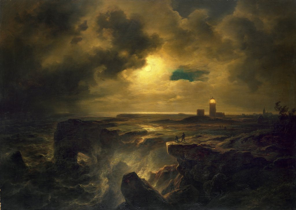 Detail of Helgoland in Moonlight, 1851 by Christian Ernst Bernhard Morgenstern