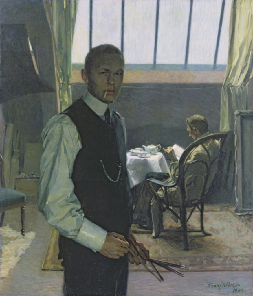Detail of Self Portrait in the Studio, 1904 by Franz Nolken