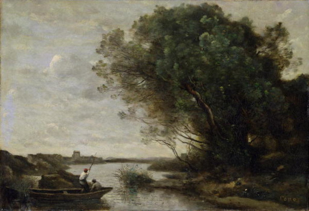 Detail of River Landscape by Jean Baptiste Camille Corot