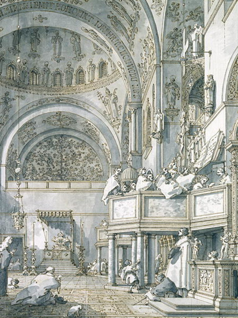 Detail of The Choir Singing in St. Mark's Basilica, Venice, 1766 by (1697-1768) Canaletto