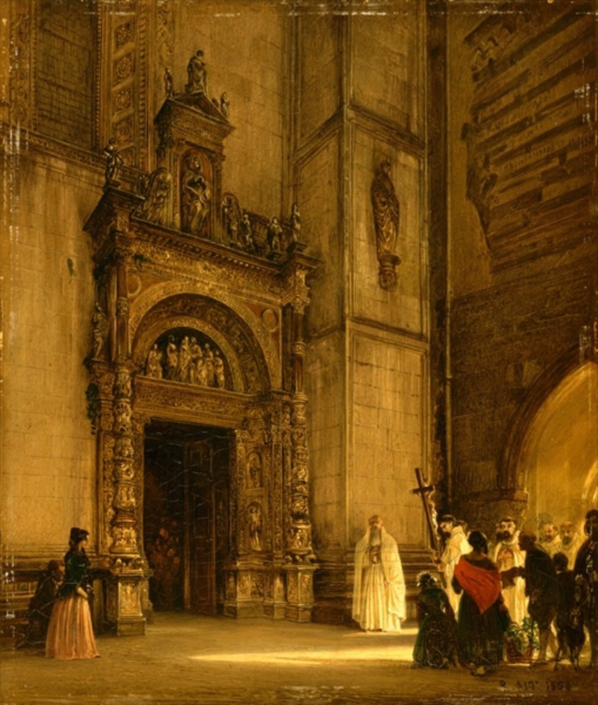 Detail of Side portal of Como Cathedral, 1850 by Rudolph von Alt