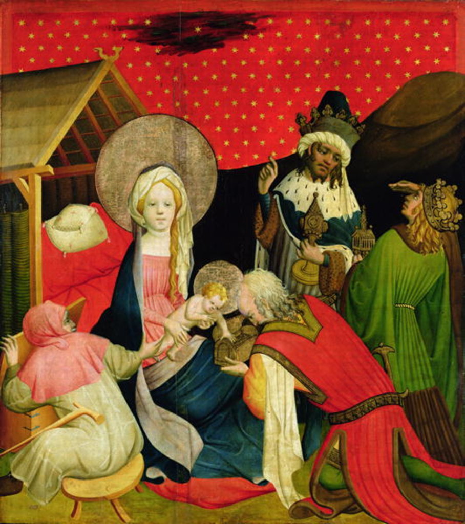 Detail of The Adoration of the Magi, panel from the St. Thomas Altar from St. John's Church, Hamburg, begun 1424 by Francke Master