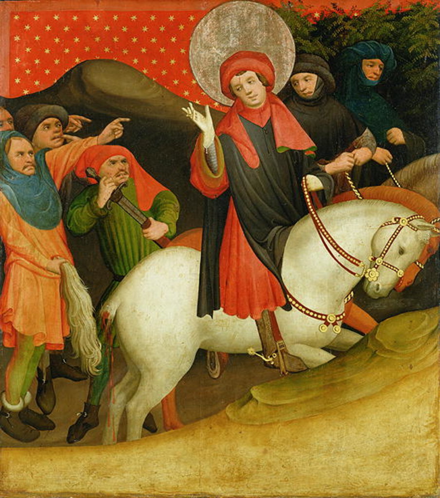 Detail of The Mocking of St. Thomas, panel from the St. Thomas Altar from St. John's Church, Hamburg, begun in 1424 by Francke Master