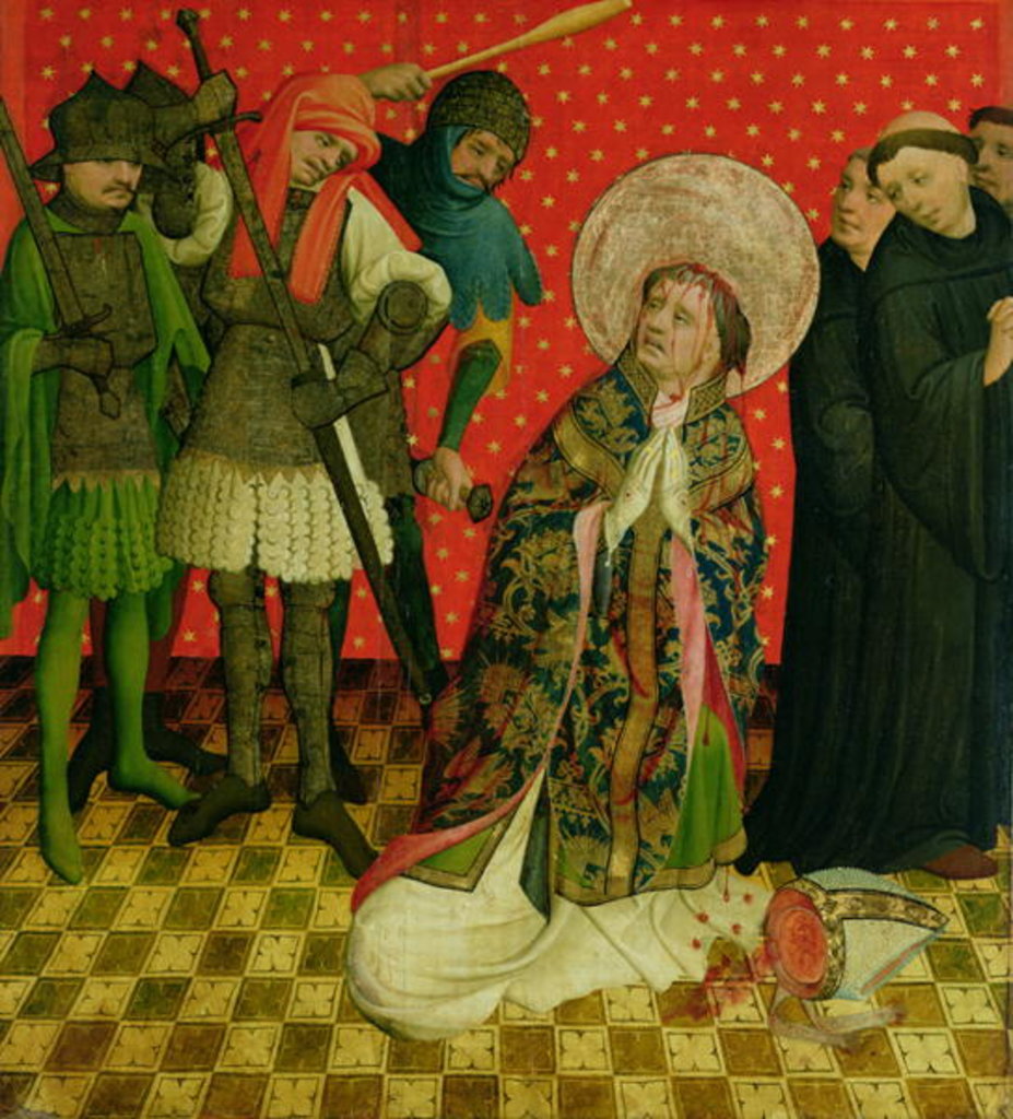 Detail of The Martyrdom of St. Thomas of Canterbury, panel from the St. Thomas Altar from St. John's Church, Hamburg, begun in 1424 by Francke Master