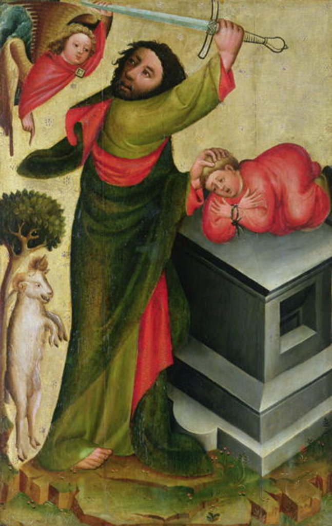 Detail of The Sacrifice of Isaac from the High Altar of St. Peter's in Hamburg, the Grabower Altar, 1383 by Master Bertram of Minden