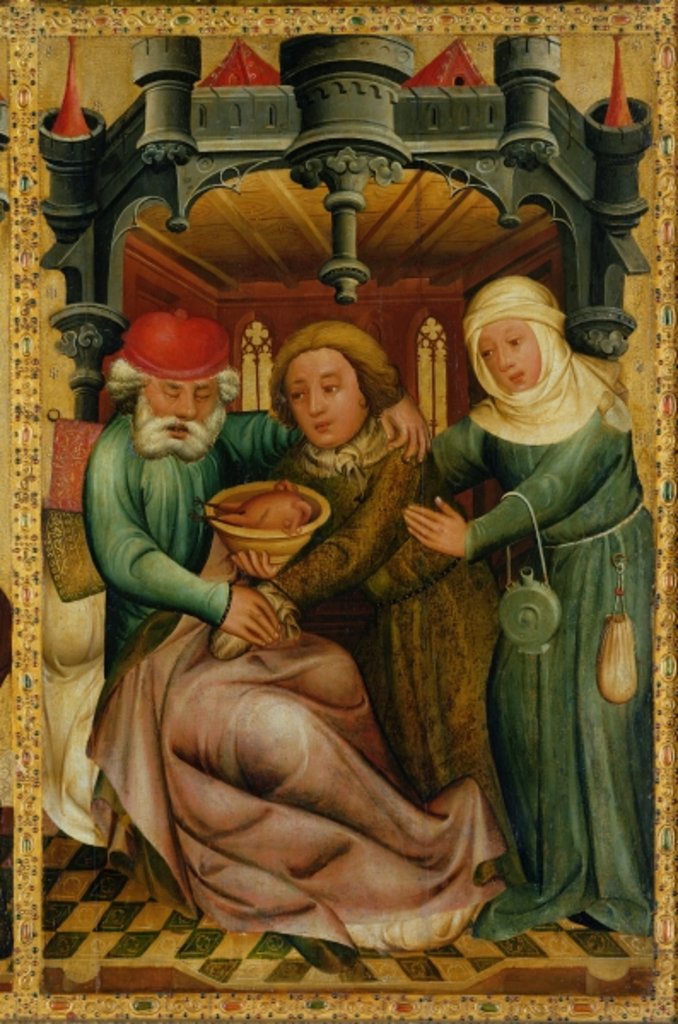 Detail of The Stolen Blessing from the High Altar of St. Peter's in Hamburg, the Grabower Altar, 1383 by Master Bertram of Minden