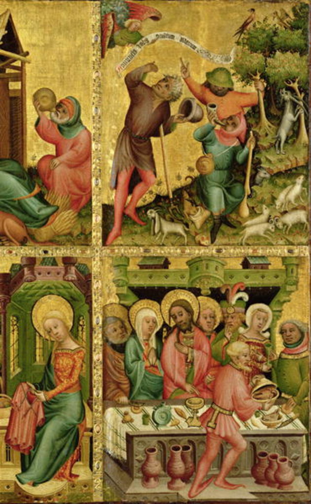 Detail of The Annunciation to the Shepherds and the Marriage at Cana by Master Bertram of Minden