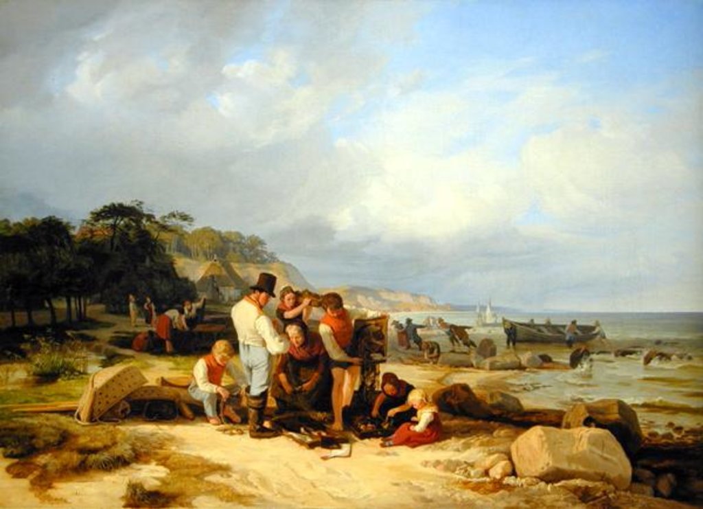 Detail of Fishermen in Probstei, 1835 by Jacob Gensler