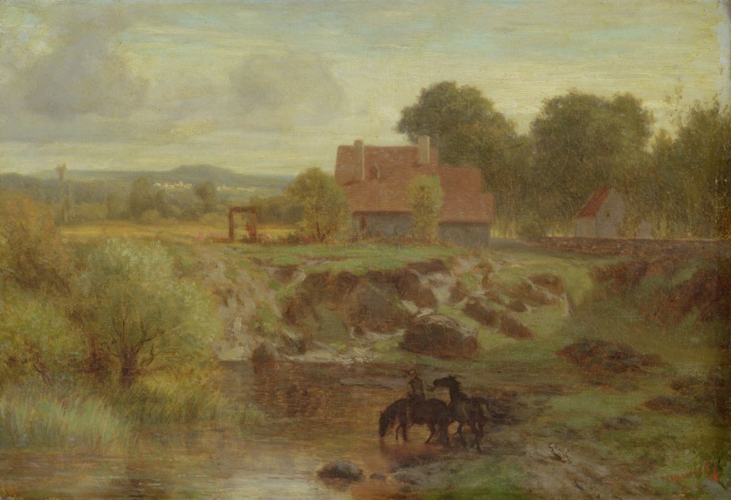 Detail of Horses Crossing a River in the Ile de France, 1855 by Peter Burnitz