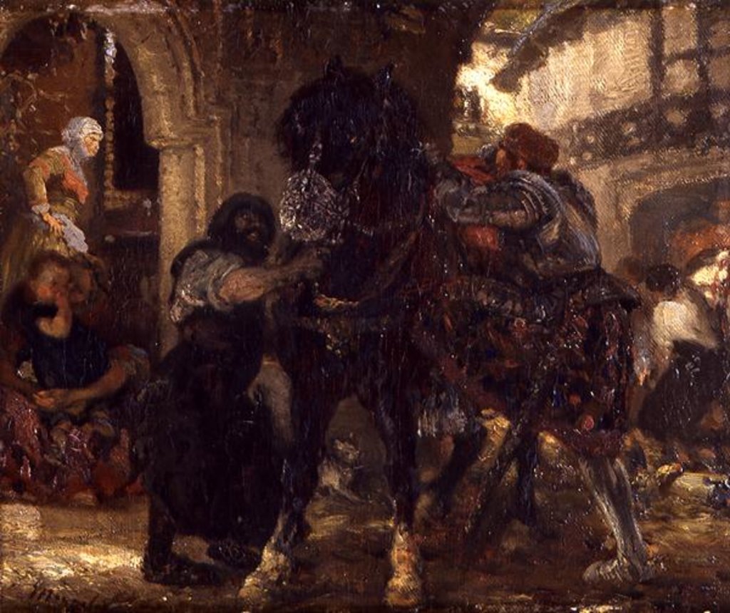 Detail of The Knight in the Smithy, 1865 by Adolph Friedrich Erdmann von Menzel