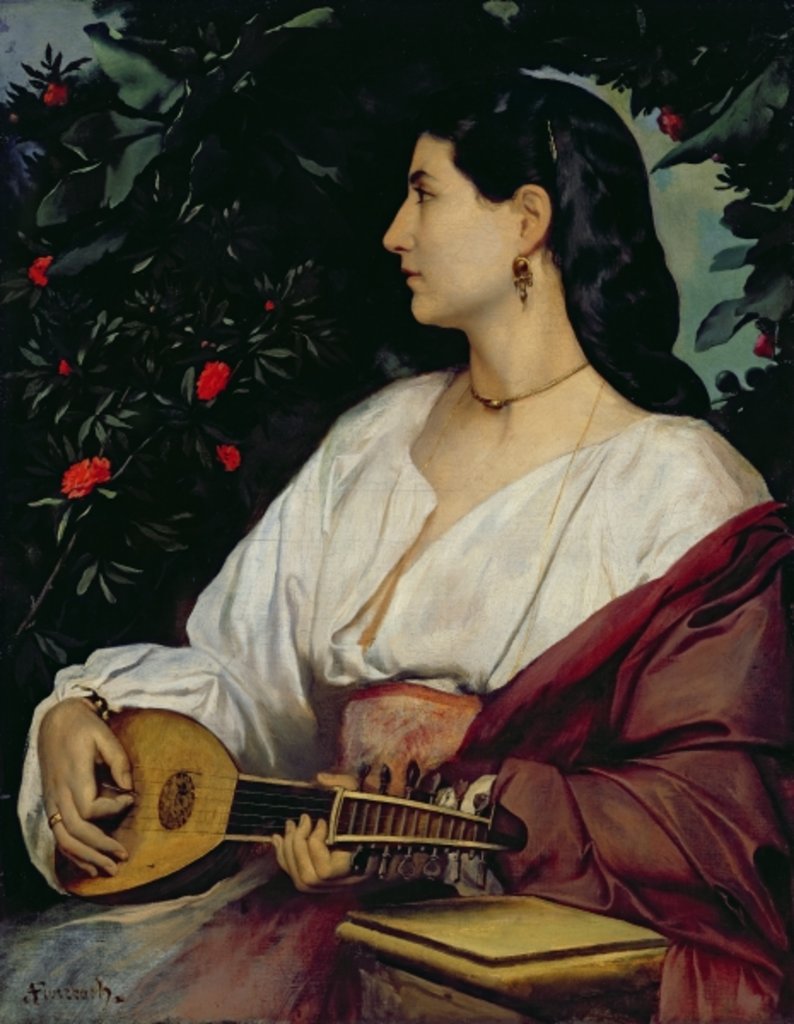 Detail of The Mandolin Player, 1865 by Anselm Feuerbach