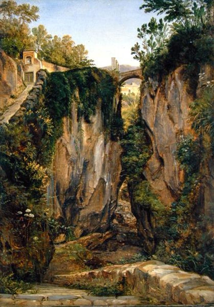 Detail of A rocky Valley in Sorrento, 1823 by Joachim Faber