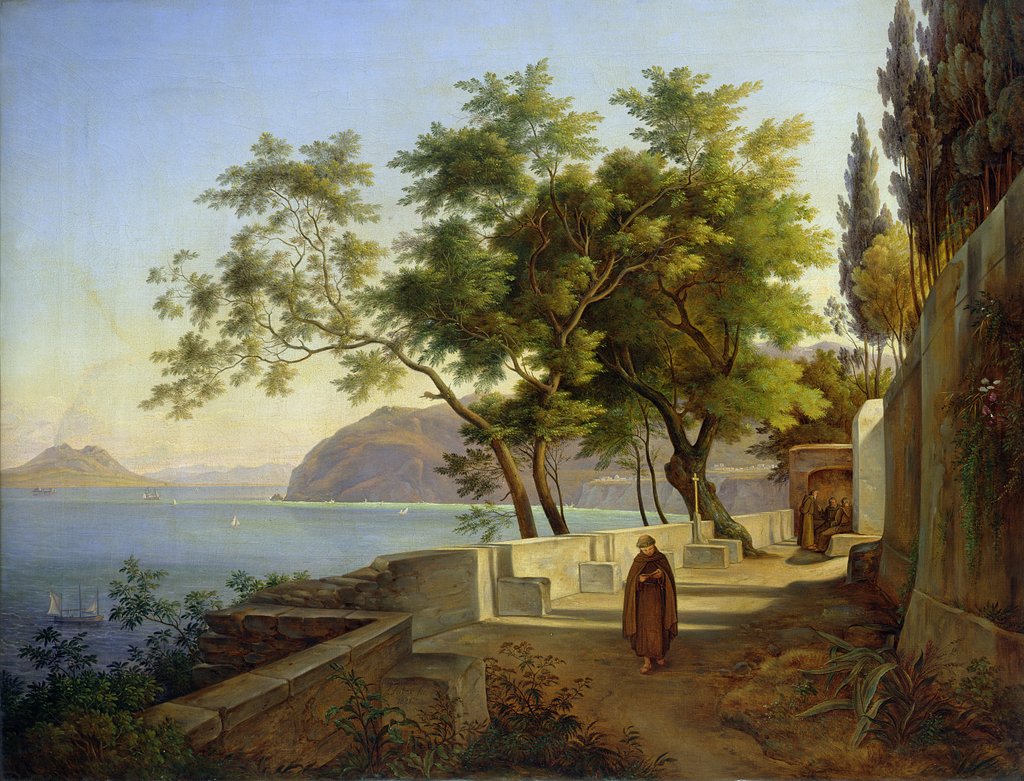 Detail of The Terrace of the Capucins in Sorrento, 1828 by Joachim Faber
