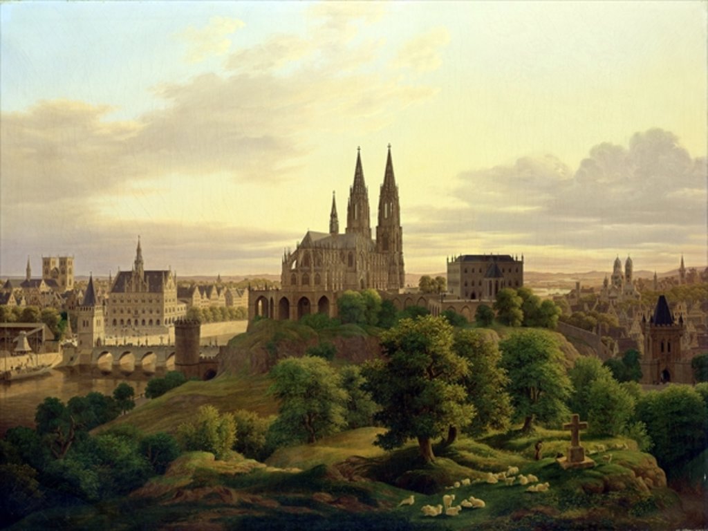 Detail of A Medieval Town in 1830, 1830 by Carl Georg Adolph Hasenpflug