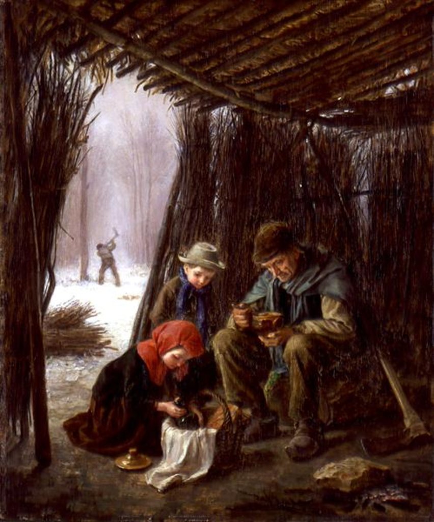 Detail of The Woodcutter's Meal, 1873 by Pierre Edouard Frere