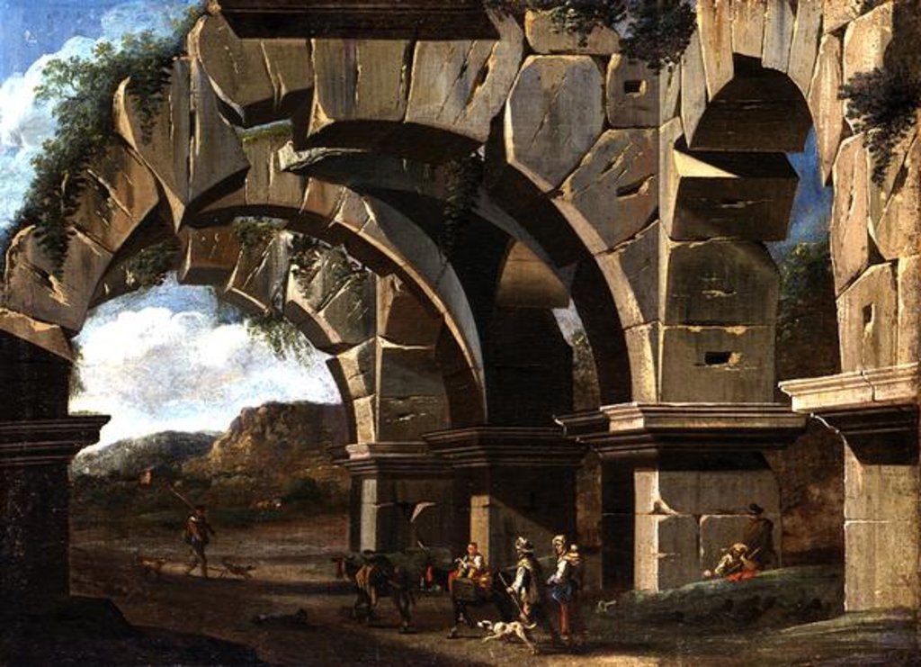 Detail of A Roman Ruin by Viviano Codazzi