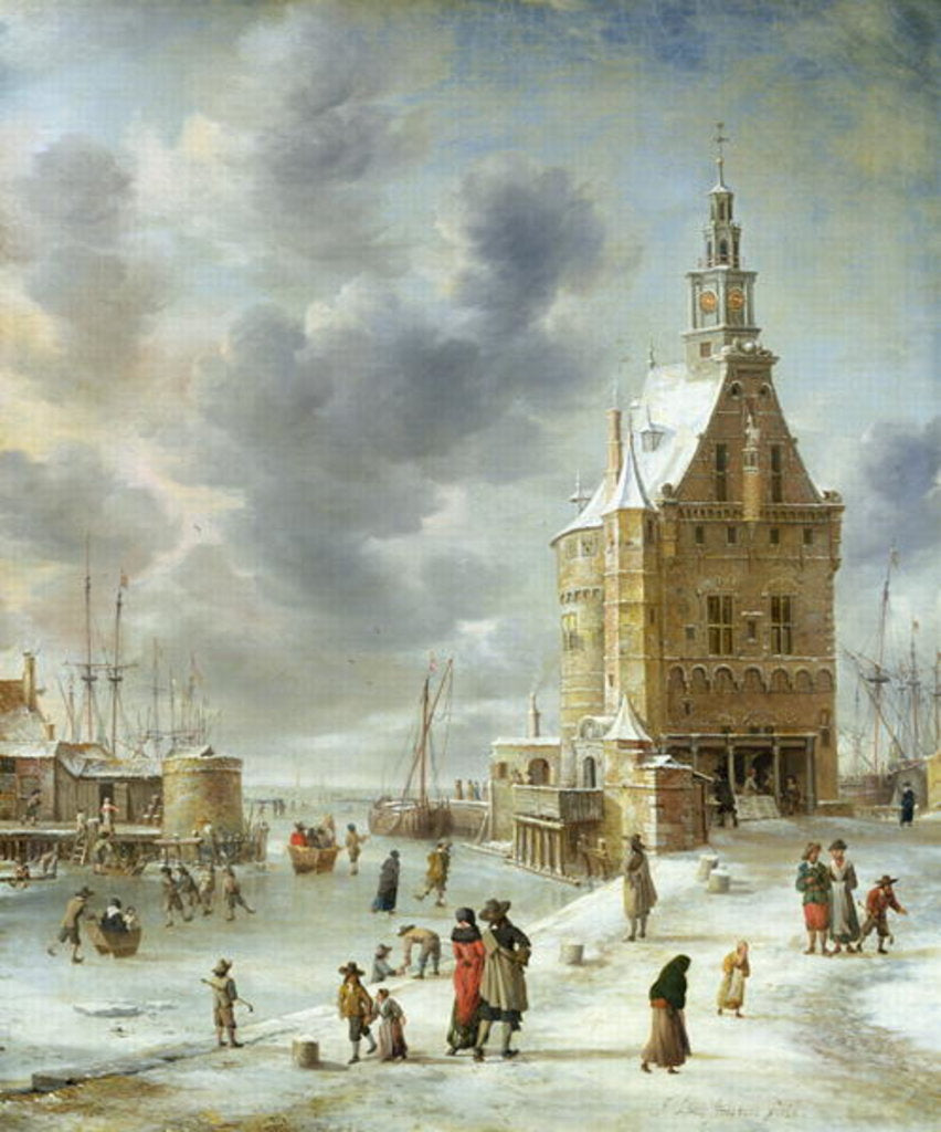 Detail of The City Gate of Hoorn by Jan Abrahamsz. Beerstraten