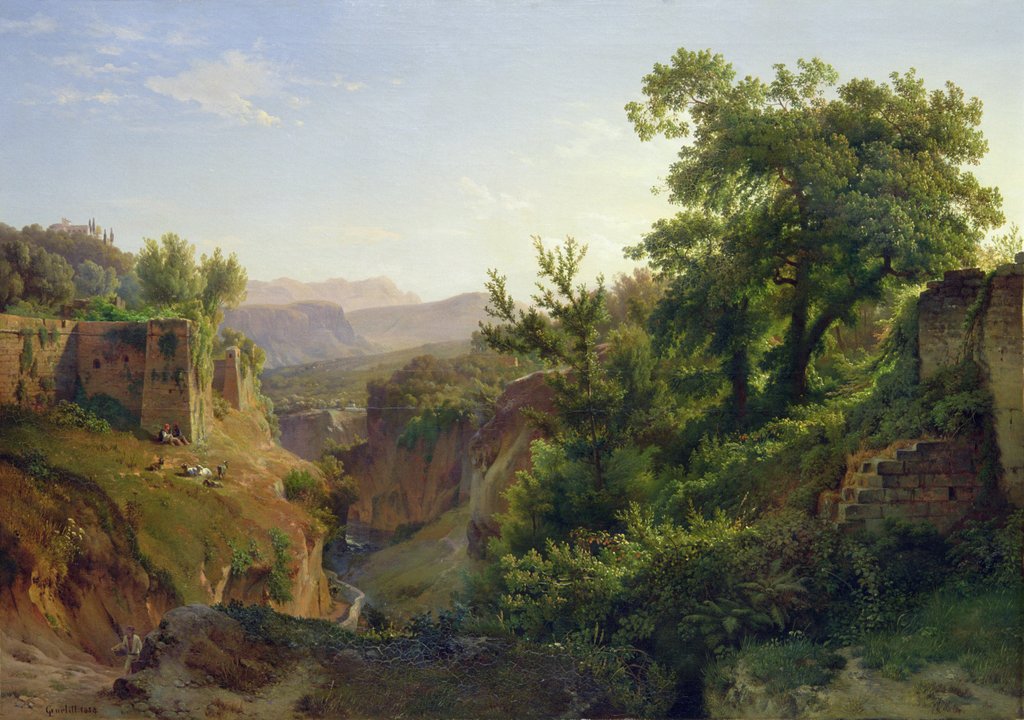Detail of A Valley near Sorrento, 1854 by Louis Gurlitt