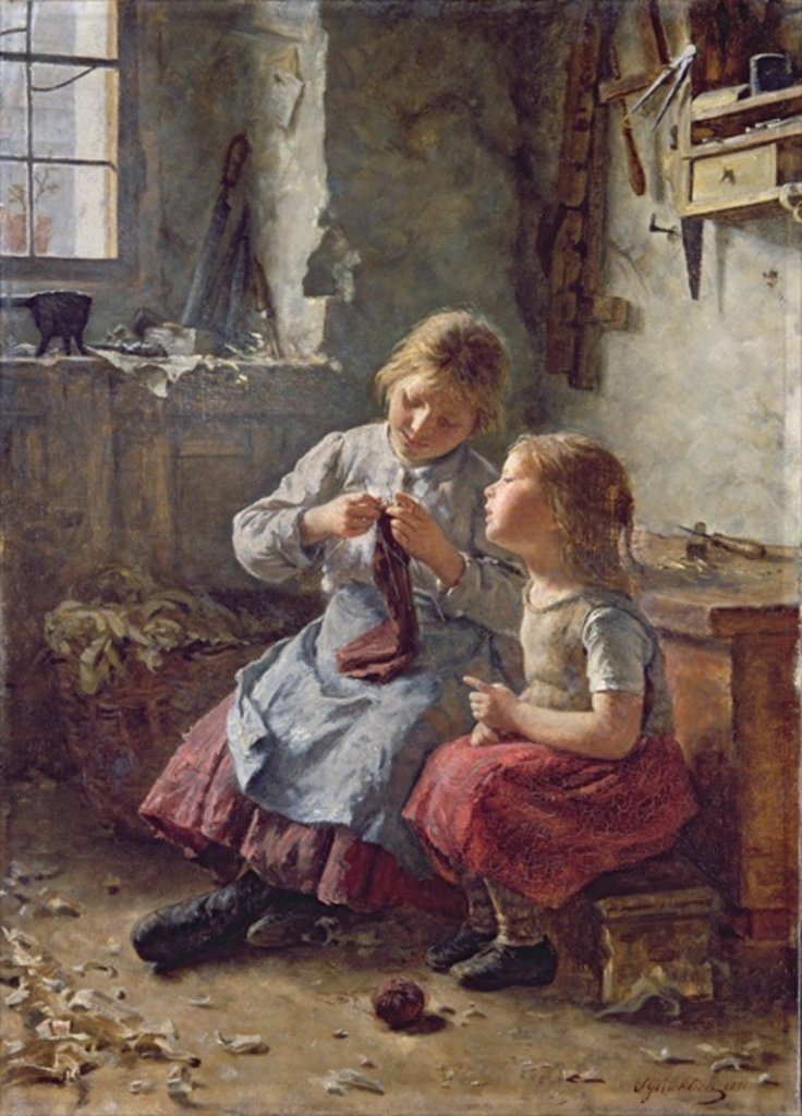 Detail of Knitting, 1891 by Simon Glucklich