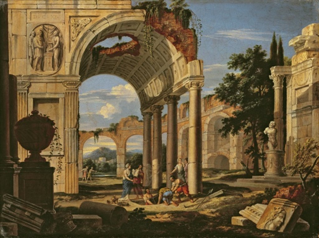 Detail of Landscape with Ruins, 1673 by Johann Oswald Harms