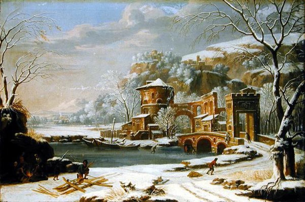 Detail of Winter Landscape, 1674 by Johann Oswald Harms