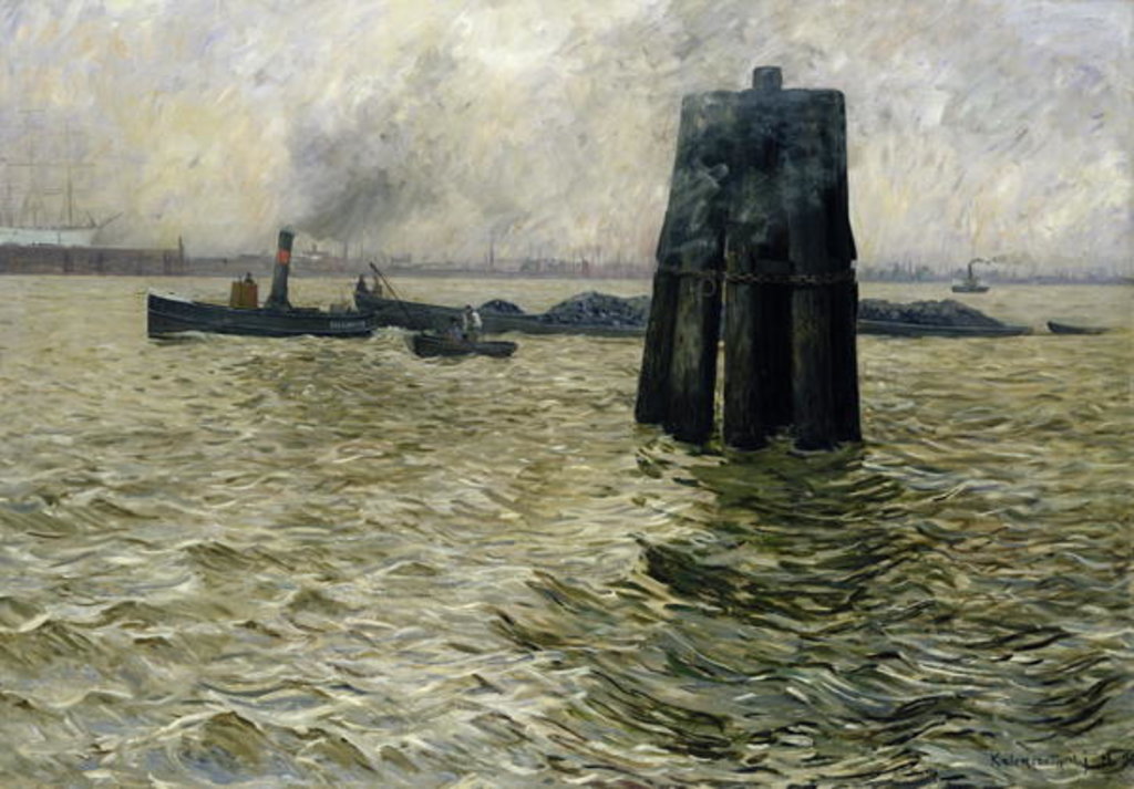 Detail of The Port of Hamburg, 1894 by Leopold Karl Walter von Kalckreuth