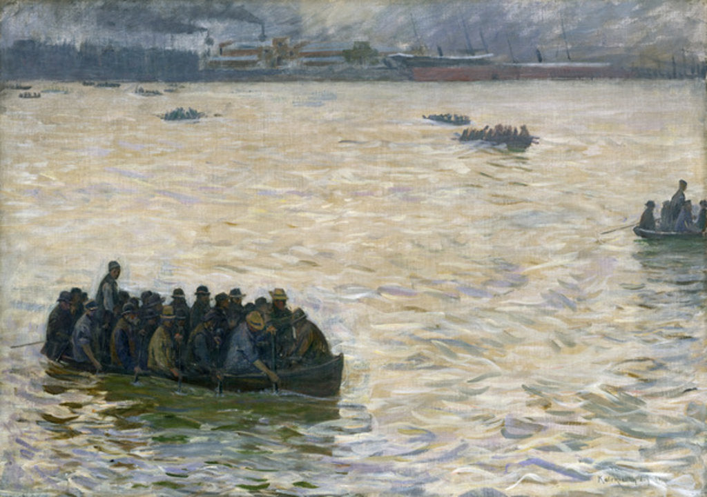 Detail of Shipyard Workers Returning Home on the Elbe, 1894 by Leopold Karl Walter von Kalckreuth