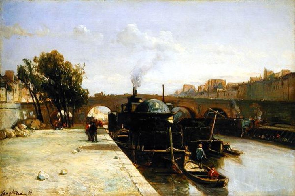 Detail of The Seine at Pont Marie, Paris, 1851 by Johan-Barthold Jongkind