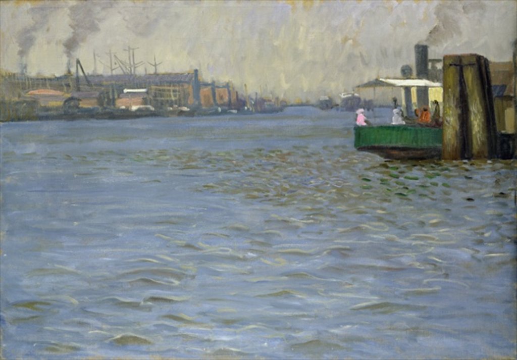Detail of Sunday Atmosphere on the Elbe, St. Paul Landing Bridge, 1901 by Leopold Karl Walter von Kalckreuth